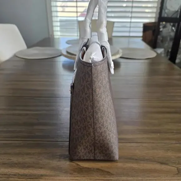 Michael Kors Jet Set Travel Medium Double Pocket Sould Tote/Bag Brown New - Picture 3 of 10